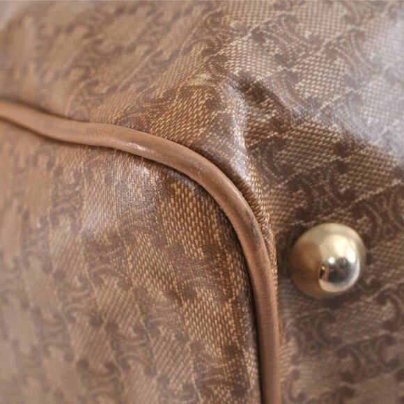 CELINE Vintage Macadam Blason Pattern Hand Boston Bag PVC Leather Beige … - Picture 7 of 12